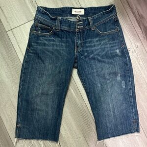 Abercrombie & Fitch Distressed Blue Denim Low Rise Shorts/Capris